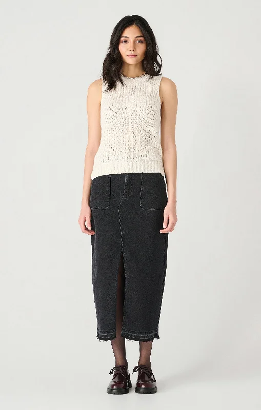 Illusion Sweater Tank Mesh Blend Leather Blend Suede Blend