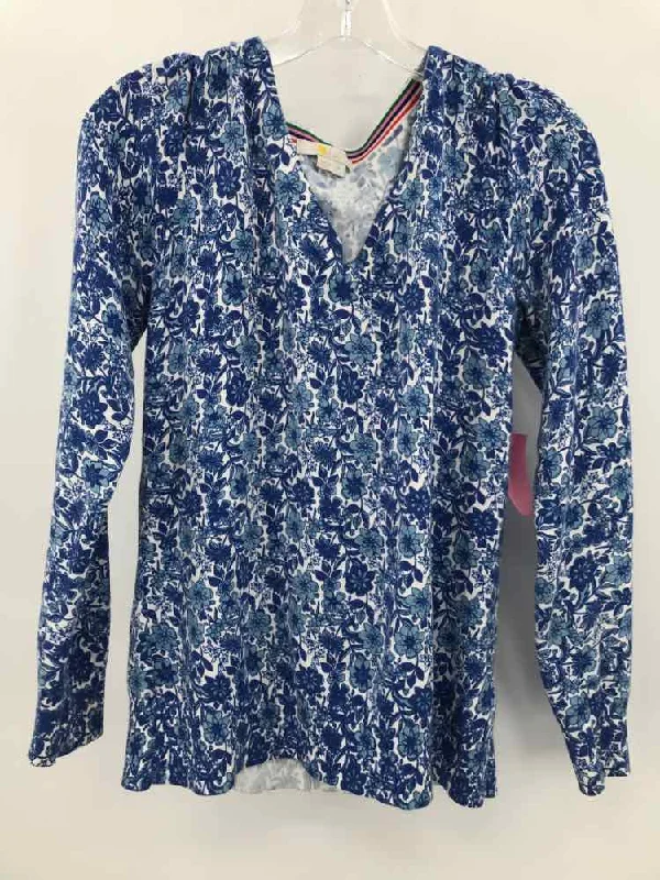 Pre-Owned Boden Blue Size Medium Printed Sweater Iron Safe Non-Iron Wrinkle Free