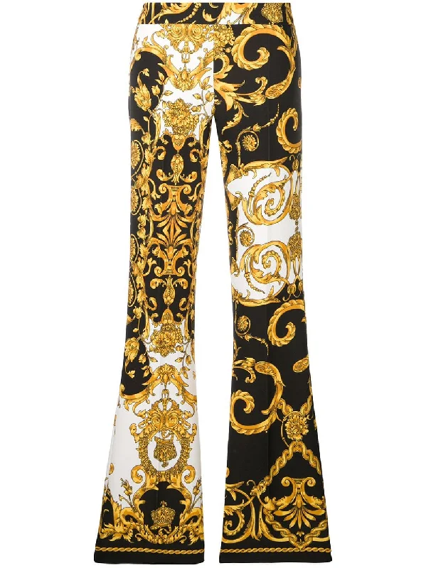 baroque print flared trousers Trousers luxurious premium