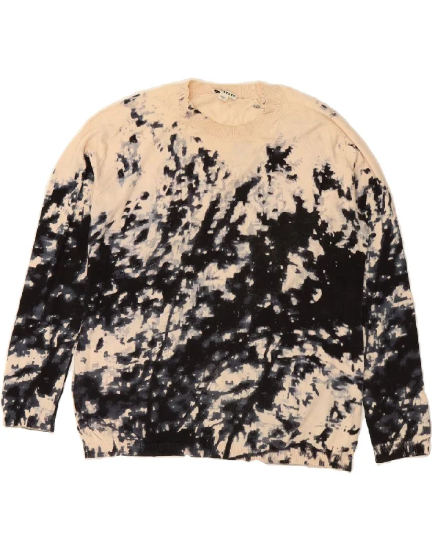 WHISTLES Womens Crew Neck Jumper Sweater UK 16 Large  Beige Tie Dye Cotton Modern Contemporary Chic