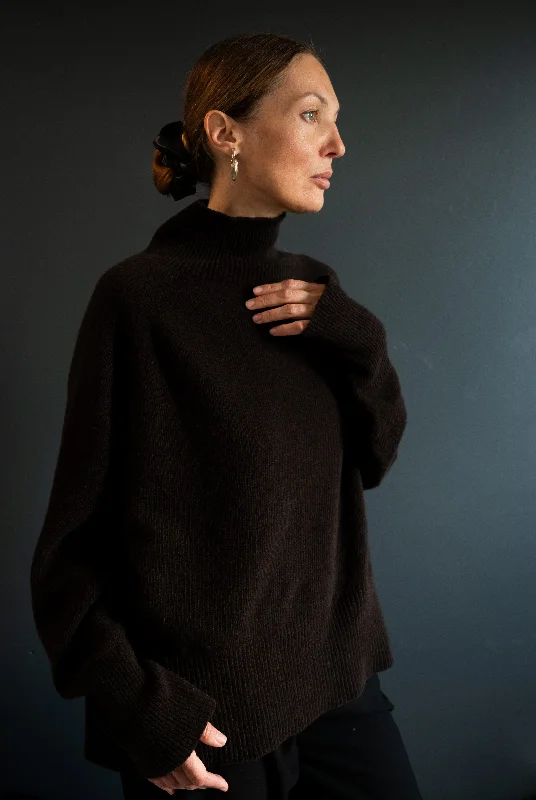 Oversized Merino Weekend Sweater. Hooded Caped Shawl Collar