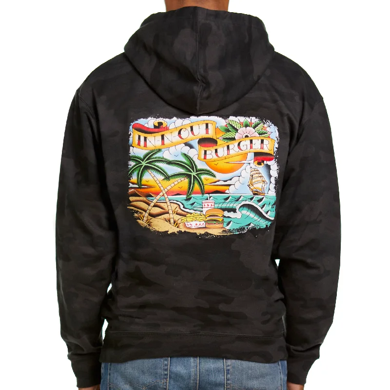 Crossed Palms Tattoo Hooded Pullover Leg Sleeve Comfort