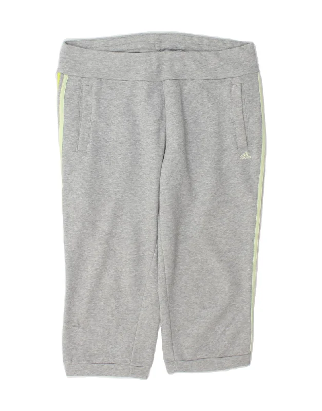 ADIDAS Womens Capri Tracksuit Trousers UK 16/18 Large  Grey Cotton Trousers Flared Retro
