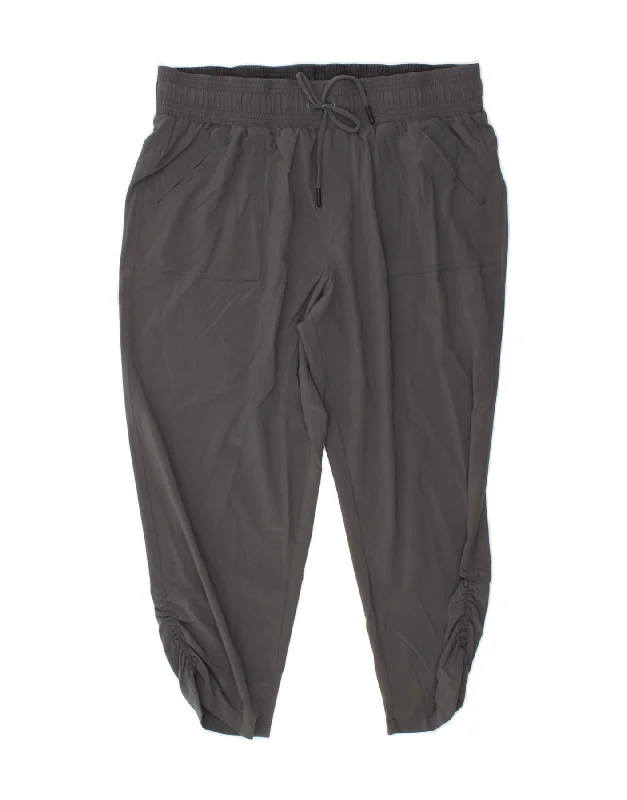 PRANA Womens Crop Tracksuit Trousers UK 16 Large  Grey Polyester Trousers Formal Black