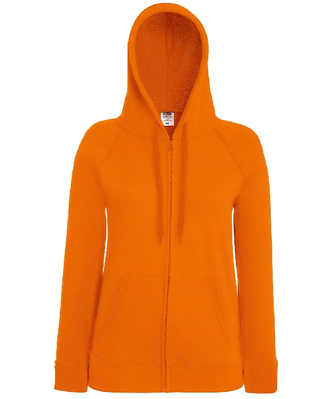 Orange - Women's lightweight hooded sweatshirt jacket Hoodie with Side Slits Relaxed Casual