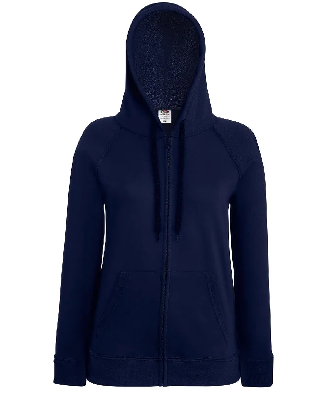 Deep Navy - Women's lightweight hooded sweatshirt jacket Hoodie with Hem Ribbing Snug Secure