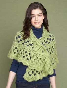 One ball Half moon Shawl Pattern (Crochet) Chic Chunky Knit Shawl
