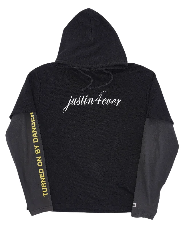 FW17 'Justin4Ever' Layered Hoodie Hoodie with Distressed Vintage Worn