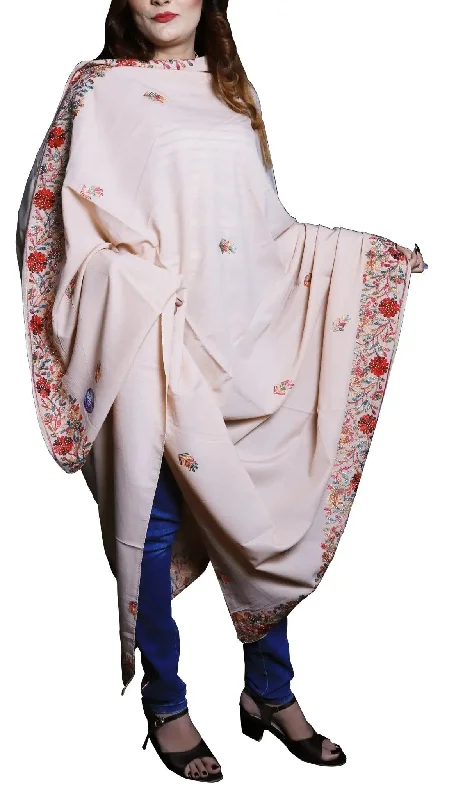 IshDeena Women's Warm Shawls Wraps Embroidered Pashmina Kashmiri Style Large 2.5m x 1.25 m Fashionable Silk Shawl Wrap