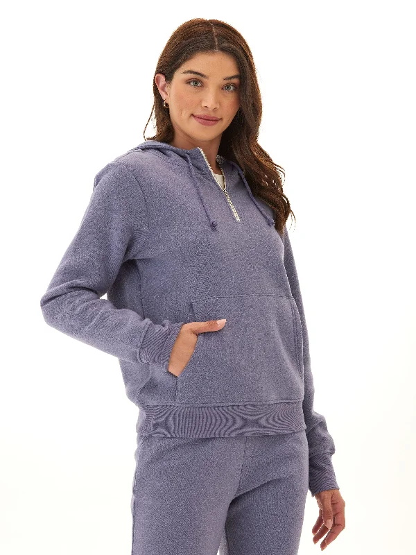 Sinead 1/4 Zip Triblend Fleece Hoodie Hoodie with Embroidery Detailed Premium