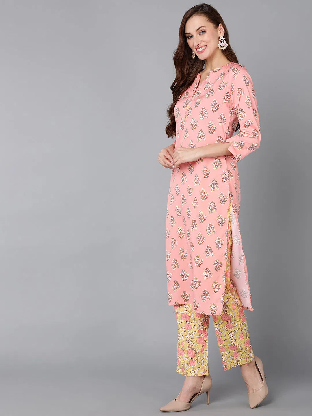 Ahika Polyester Printed Kurta Trousers Set-PKSKD1106_XS Trousers Designer Luxury