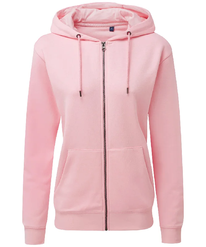 Soft Pink - Women's zip-through organic hoodie Hoodie with Hem Patch Decorative Personalized