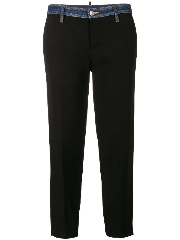 denim trimmed trousers Chinos Cotton Straight Leg