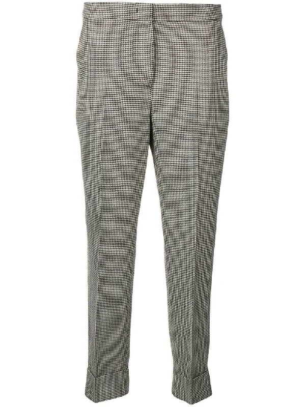 houndstood plaid trousers High Waist Slim Fit Ankle Length