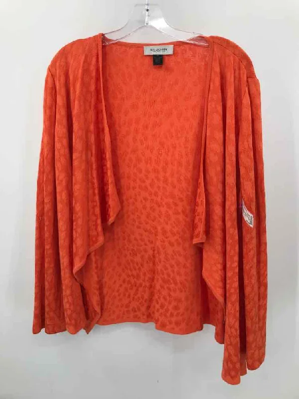 Pre-Owned St John Orange Size Medium Printed Sweater Terry Blend Velvet Blend Canvas Blend