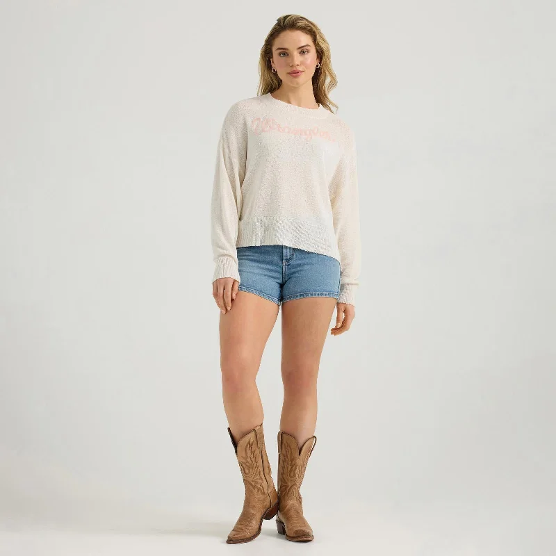 Wrangler Whip Cream Logo Sweater Thin Thick Dense