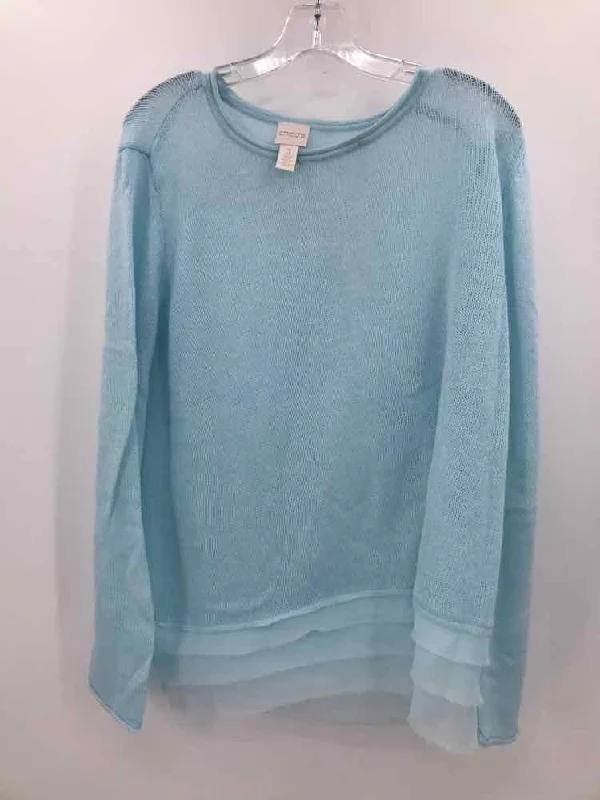 Pre-Owned Chico's Blue Size XL Sweater Transparent Opaque Sheer