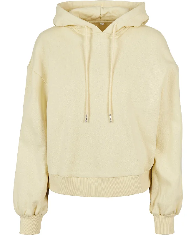 Soft Yellow - Women's organic oversized hoodie Hoodie with Hem Applique Textured Unique