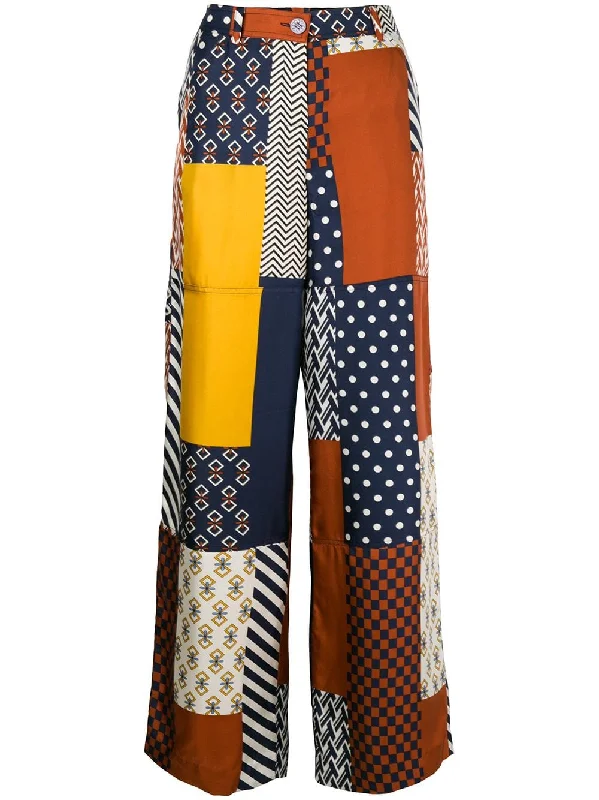 patch-work flared trousers Trousers Seasonal Trendy