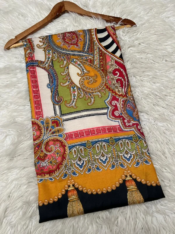 MD017 - Wool Printed Shawl Stylish Fringed Shawl Cape