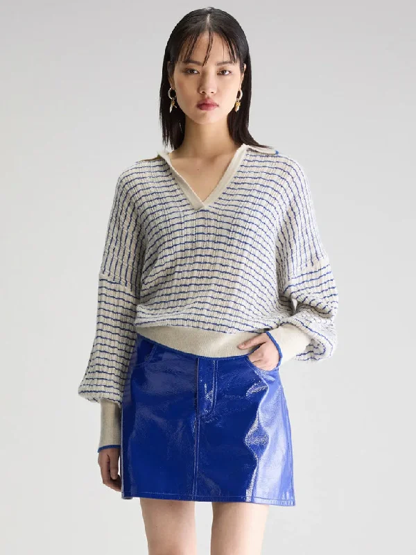 Bellerose Aummi Sweater in Blue Stripe Striped Floral Plaid