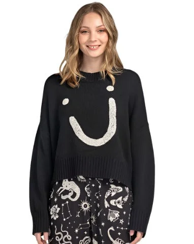 Smile Jumper Black/White Welt Pockets Slit Pockets Flap Pockets