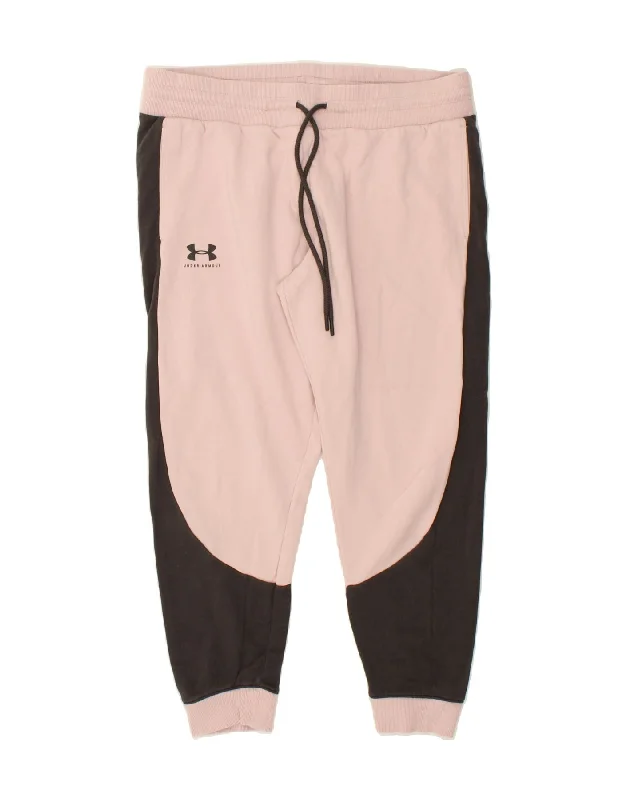 UNDER ARMOUR Womens Tracksuit Trousers Joggers UK 18 XL  Pink Colourblock Trousers Modern Contemporary