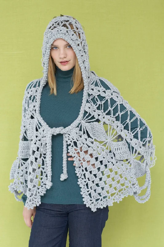 Over the Top Platinum Shawl (Crochet) Luxurious Silk Shawl Cape