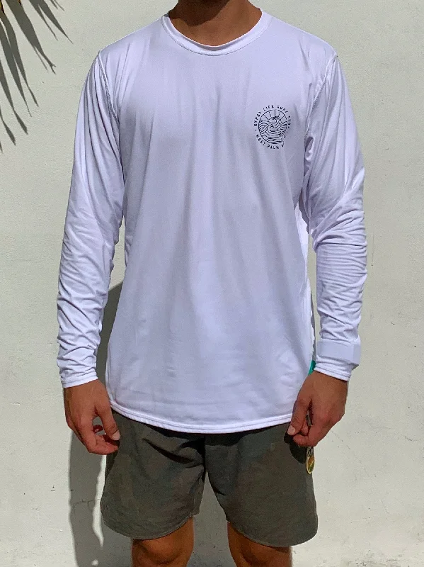 Men's Gypsy Life OG Logo - (No Hoodie) Sun Shirt - White Hoodie with Magnetic Closure Innovative Modern