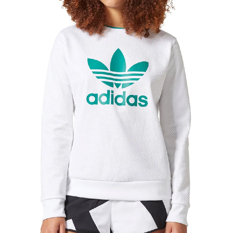 Adidas Originals Equipment Women's Longsleeve Sweater White/Eqt Portland Green Fleece Fabric Down Fabric Feather Fabric