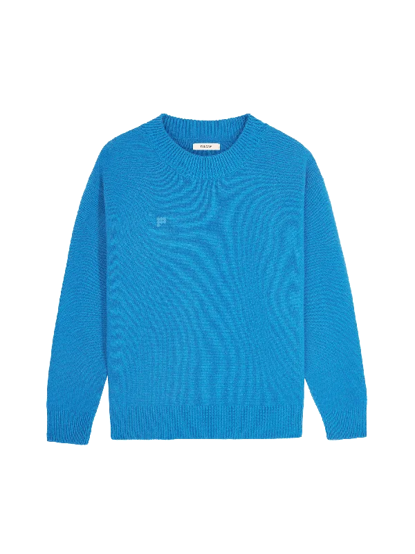 Women's Recycled Cashmere Sweater—cerulean blue Elasticated Padded Insulated