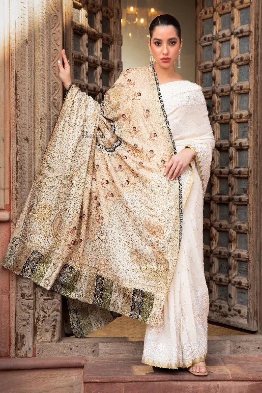 Pashtush Womens Wool Silk Shawl, Kalamkari Embroidery Design, Multicolour Chic Floral Print Shawl