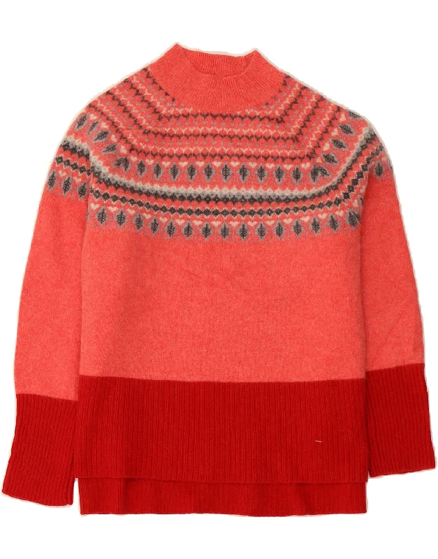 WHITE STUFF Womens Turtle Neck Jumper Sweater UK 16 XL Red Fair Isle Elegant Classic Vintage