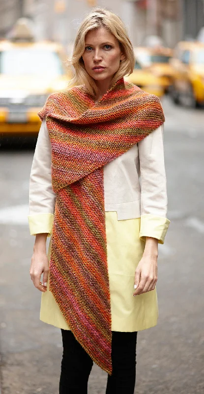 Shaped Shawl Pattern (Knit) Casual Shawl with Fringes