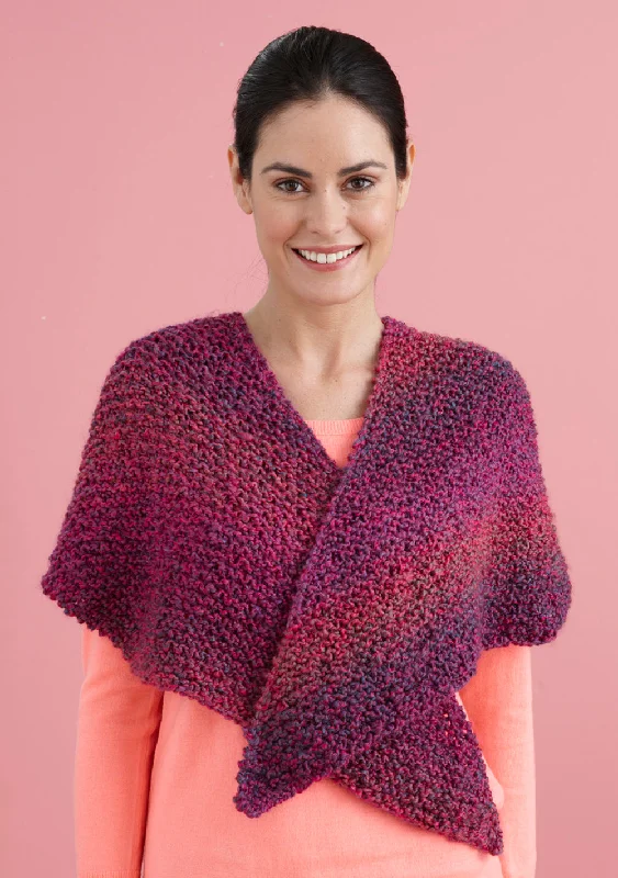 V Shawl (Knit) - Version 2 Cozy Plaid Wool Shawl