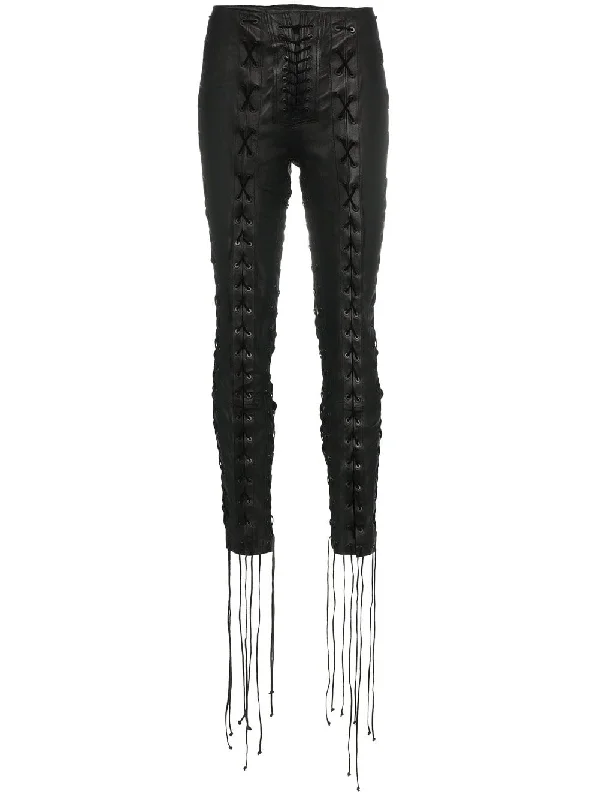 lace-up cropped leather trousers Trousers cozy soft