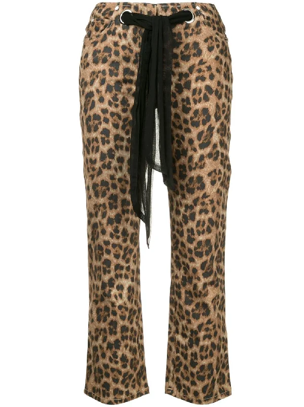 leopard print cropped trousers Trousers Culottes Wide Leg