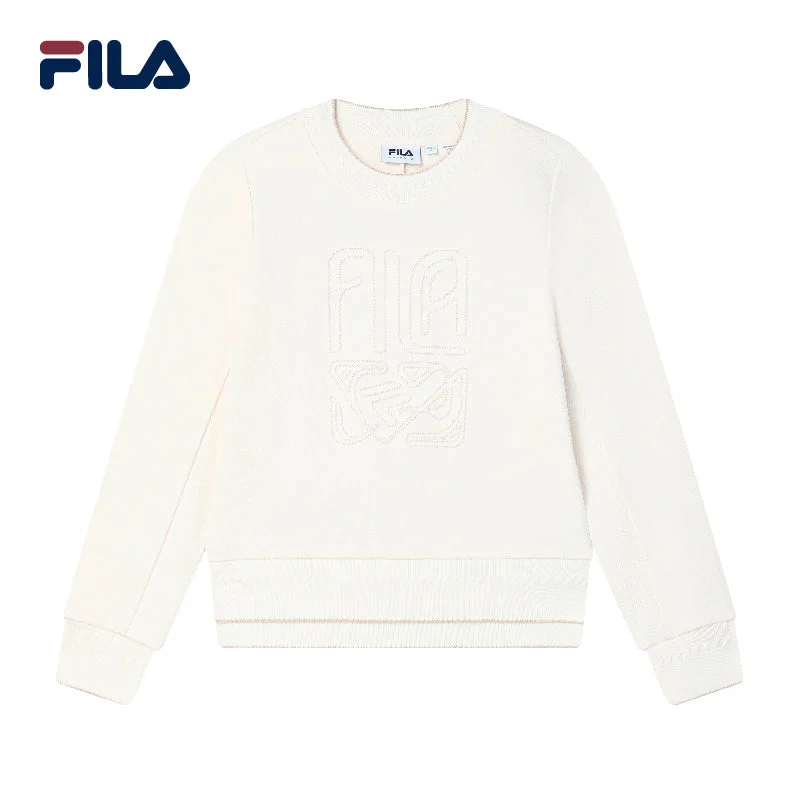 FILA CORE Women's WHITE LINE EMERALD Pullover Sweater in Ash Boxy Neck Sweater