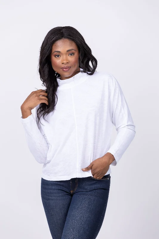 Dylan Mock Pullover in Vintage White Bateau Neck Pullover