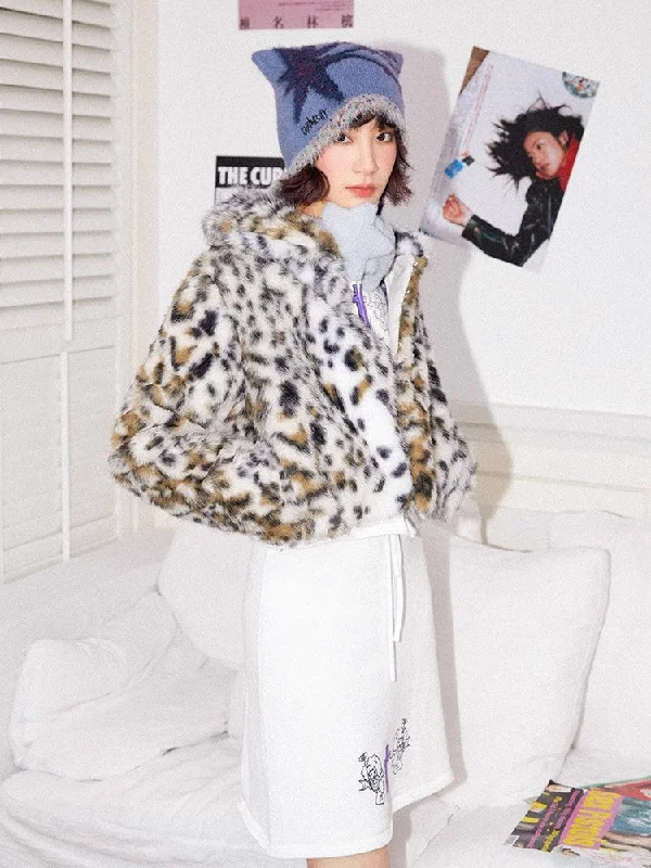 Leopard print fur short jacket【s0000011120】 Embroidered Jacket Appliqued Jacket Beaded Jacket