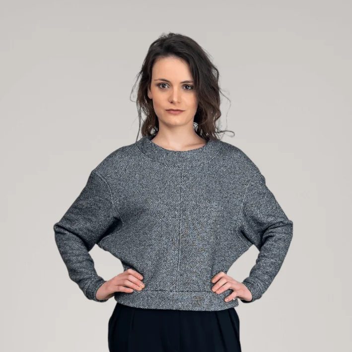 Dolman Sleeve Thick French Terry Sweater | Granite Tailored Straight A-Line