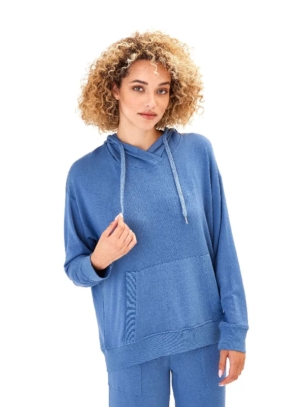 Madge Feather Fleece Pullover Hoodie Hoodie with Rolled Sleeves Casual Relaxed