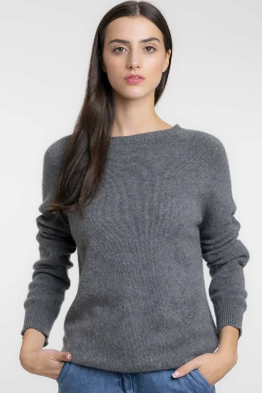 Cashmere Raglan Sweater Dark Grey Machine Wash Dry Clean Hand Wash