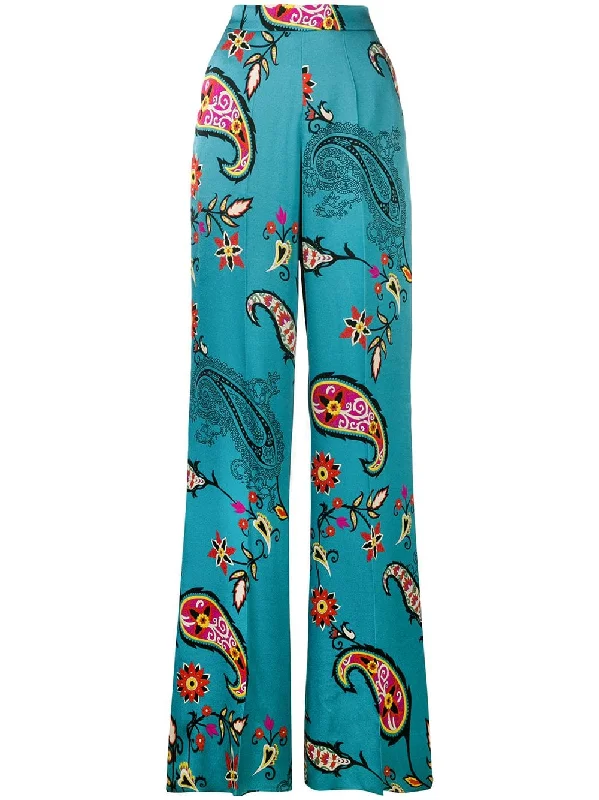 Paisley-print high waisted trousers Trousers sophisticated sleek