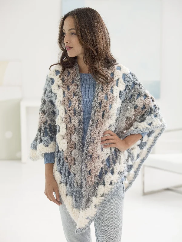 Retreat Shawl (Crochet) Cozy Plaid Wool Shawl