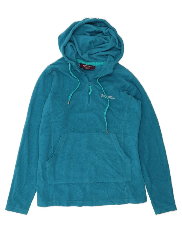 MOUNTAIN WAREHOUSE Womens Zip Neck Hooded Fleece Jumper UK 10 Small Blue Anti-Pilling Anti-Shrink Durable