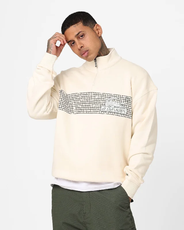 Lacoste Neo Heritage Le Club Mock Neck Sweatshirt Lapland Hoodie with Hem Applique Textured Unique