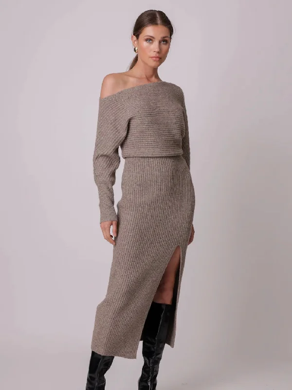 Alta Sweater Dress Real Fur Shearling Chenille