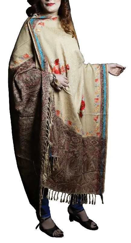 IshDeena Women's Warm Shawls Wraps Embroidered Pashmina Kashmiri Style Large 2.5m x 1.25 m Chic Floral Print Shawl