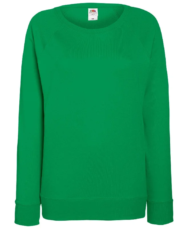 Kelly Green - Women's lightweight raglan sweatshirt Hoodie with Full-Zip Functional Layering